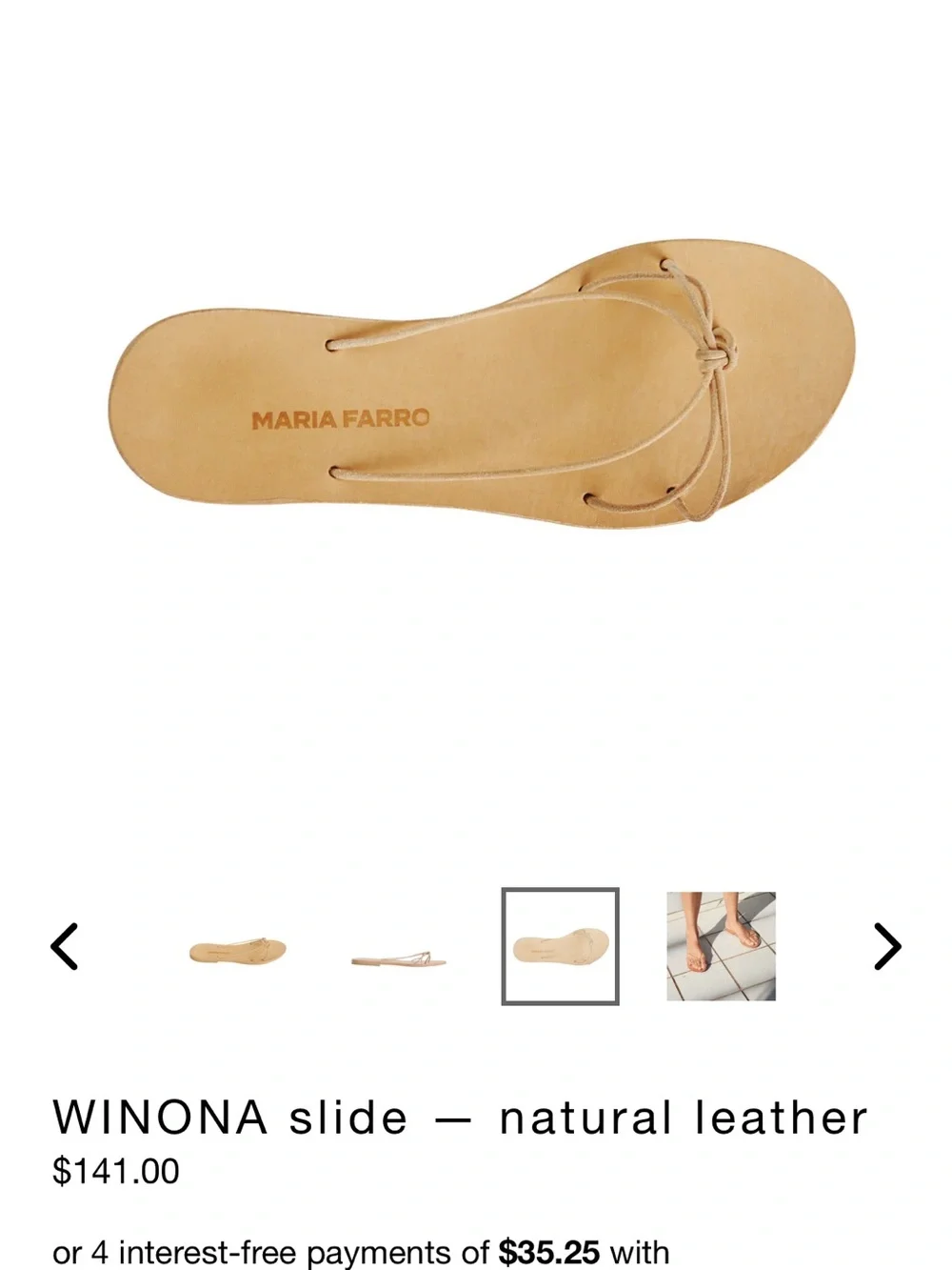 Tan Leather Bow-Strap Slide Sandals - Picture 5 of 10